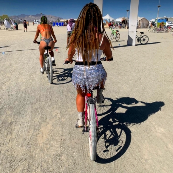 Silver Sequin Fringe Festival Shorts - Picture 1 of 4